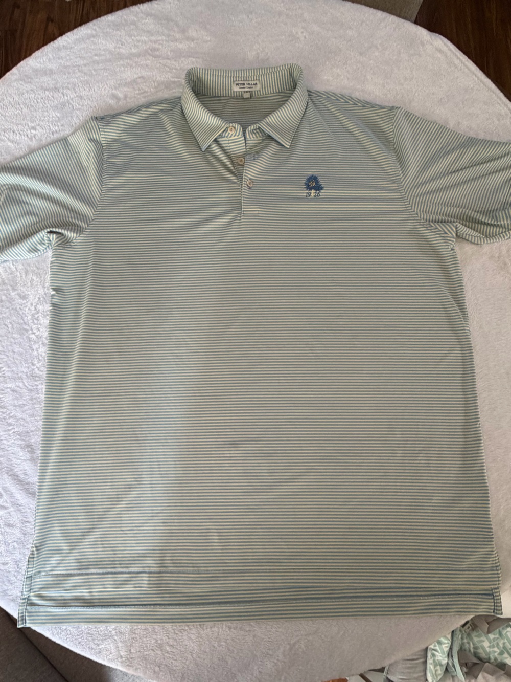 Peter Millar Men's Light Blue & White Striped Polo